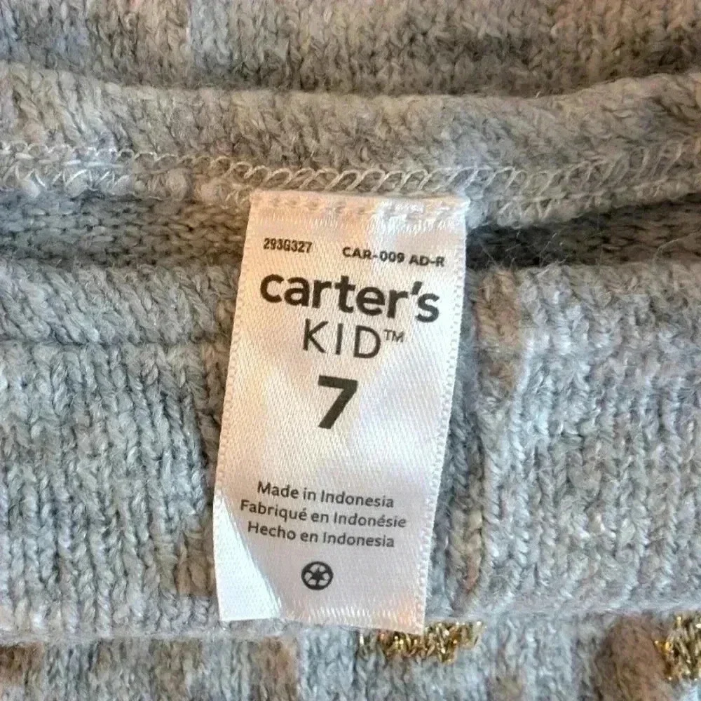 Carter's Gray Unicorn Dress Long Sleeve Girls Knee Length SZ 6-7